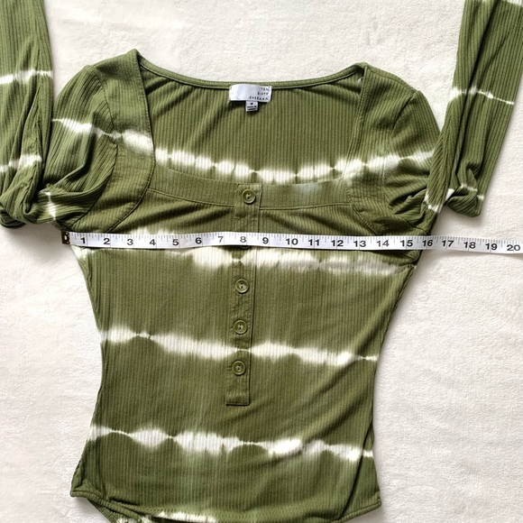 Ten Sixty Sherman Women’s Olive Green Tie Dye Square Neckline Body Suit - Picture 10 of 16